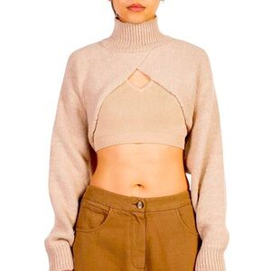 Cordera wool collar sleeves shrug. Uni size.